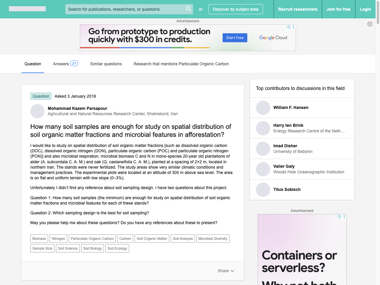 Preview of How many soil samples are enough for study on spatial distribution of soil organic matter fractions and microbial features in afforestation? | ResearchGate, accessed July 30, 2025,