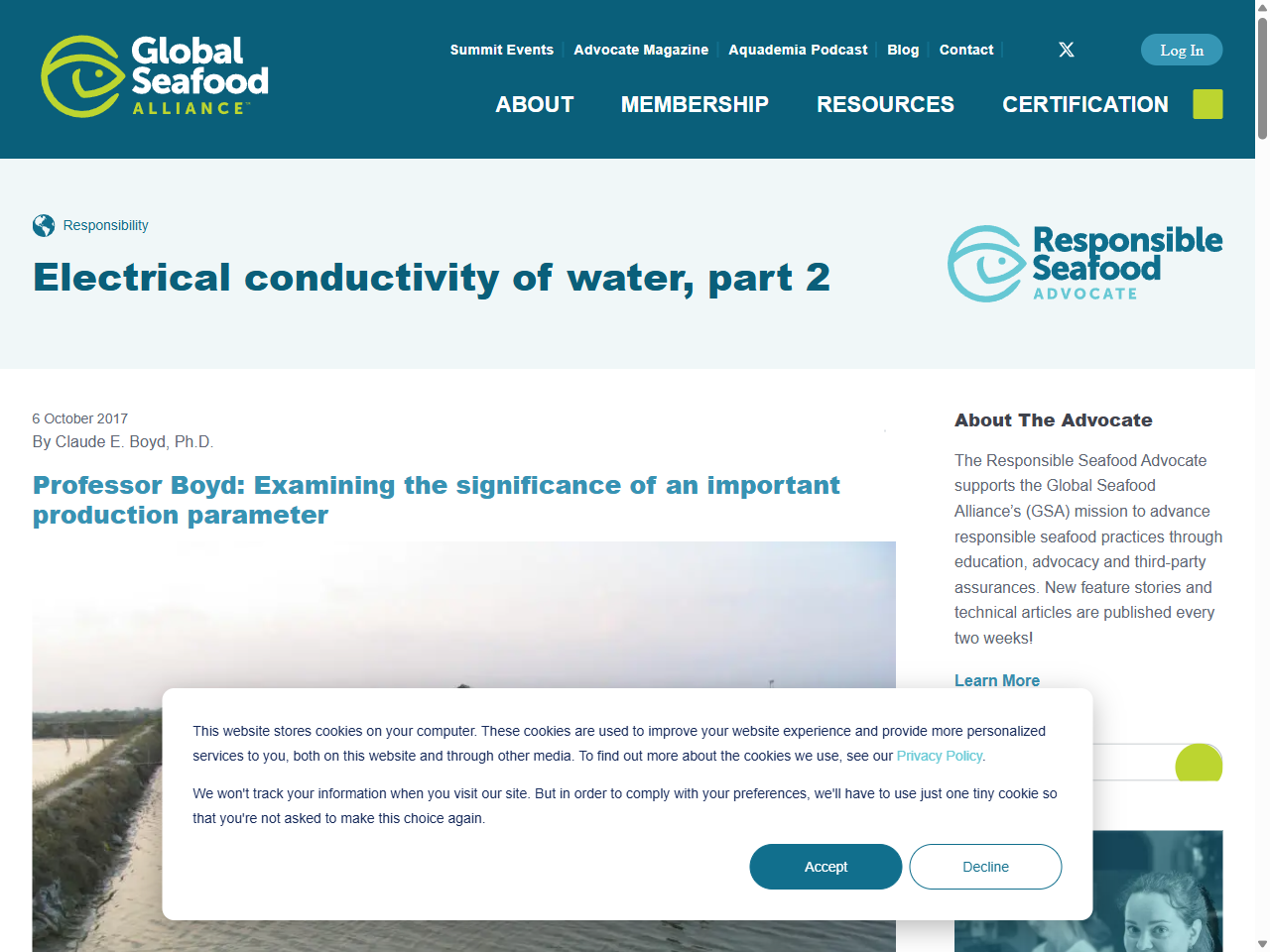 Preview of Electrical conductivity of water, part 2 - Responsible Seafood Advocate