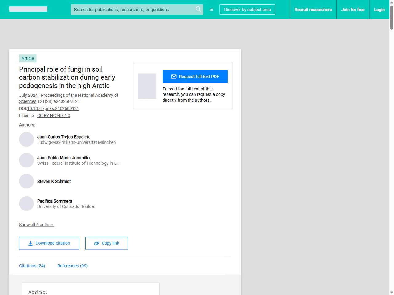Preview of Principal role of fungi in soil carbon stabilization during early pedogenesis in the high Arctic | Request PDF - ResearchGate, accessed on June 5, 2025