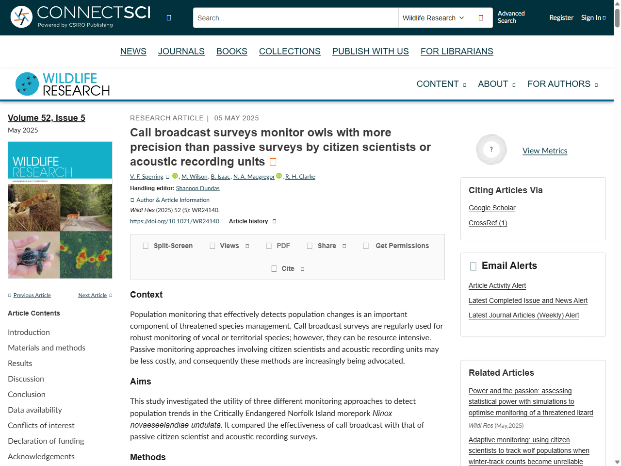 Preview of Call broadcast surveys monitor owls with more precision than passive surveys by citizen scientists or acoustic recording units - CSIRO Publishing