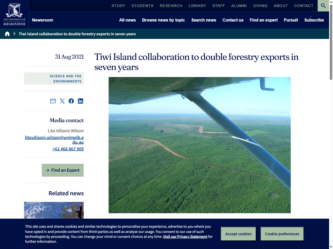 Preview of Tiwi Island collaboration to double forestry exports in seven years, accessed July 31, 2025