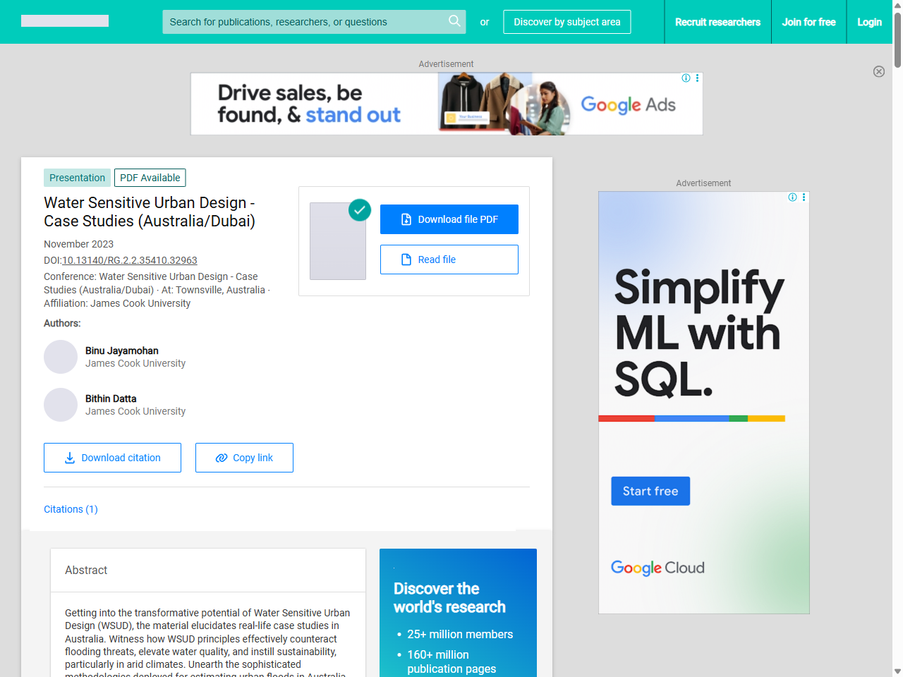 Preview of (PDF) Water Sensitive Urban Design - Case Studies (Australia/Dubai) - ResearchGate, accessed July 13, 2025, 