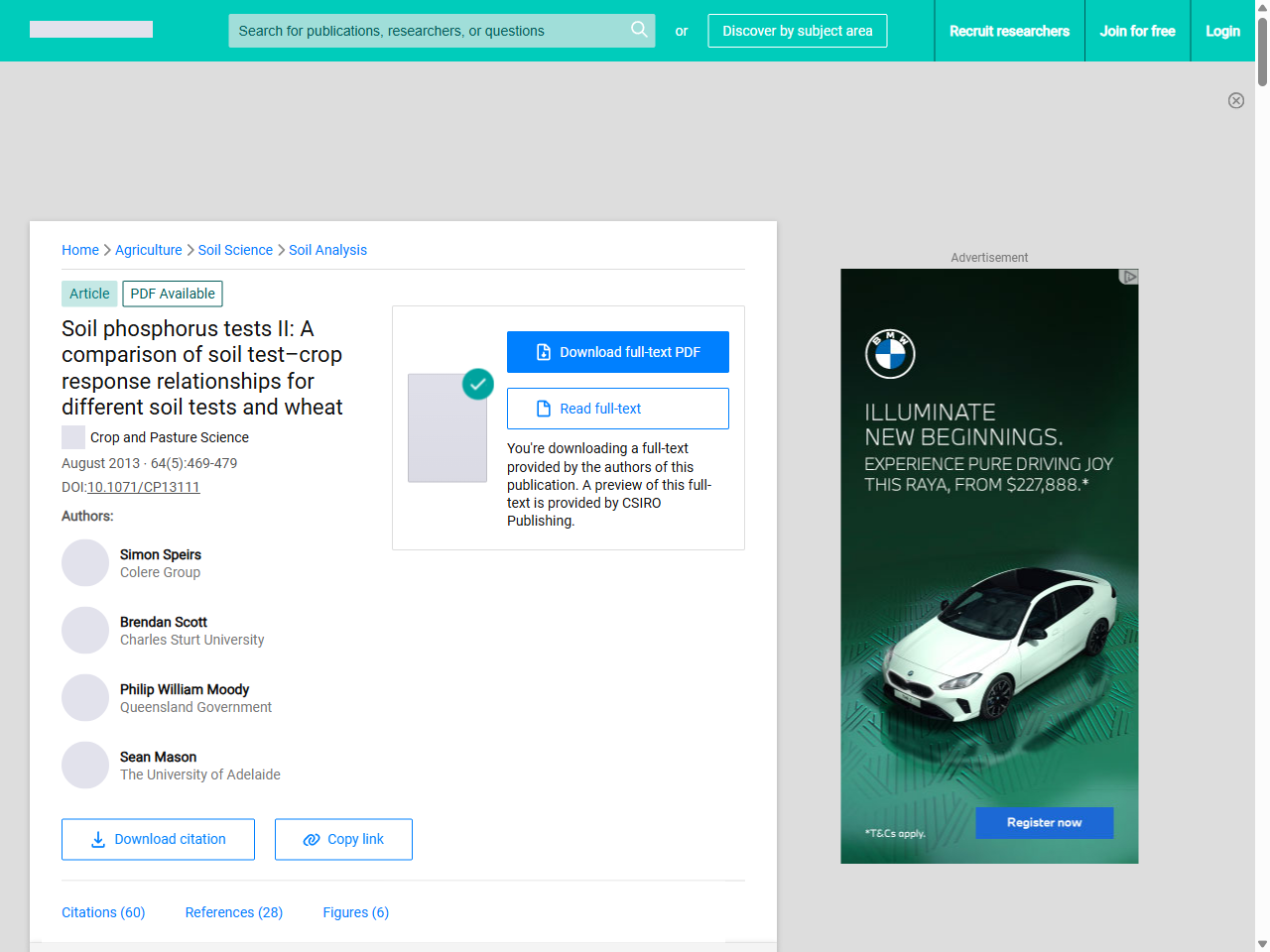 Preview of (PDF) Soil phosphorus tests II: A comparison of soil test–crop response relationships for different soil tests and wheat - ResearchGate, accessed July 7, 2025, 