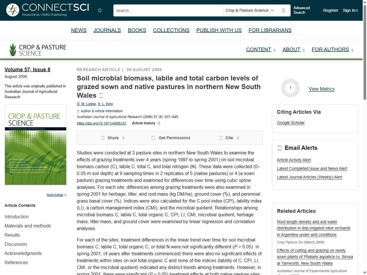 Preview of Crop and Pasture Science - CSIRO PUBLISHING