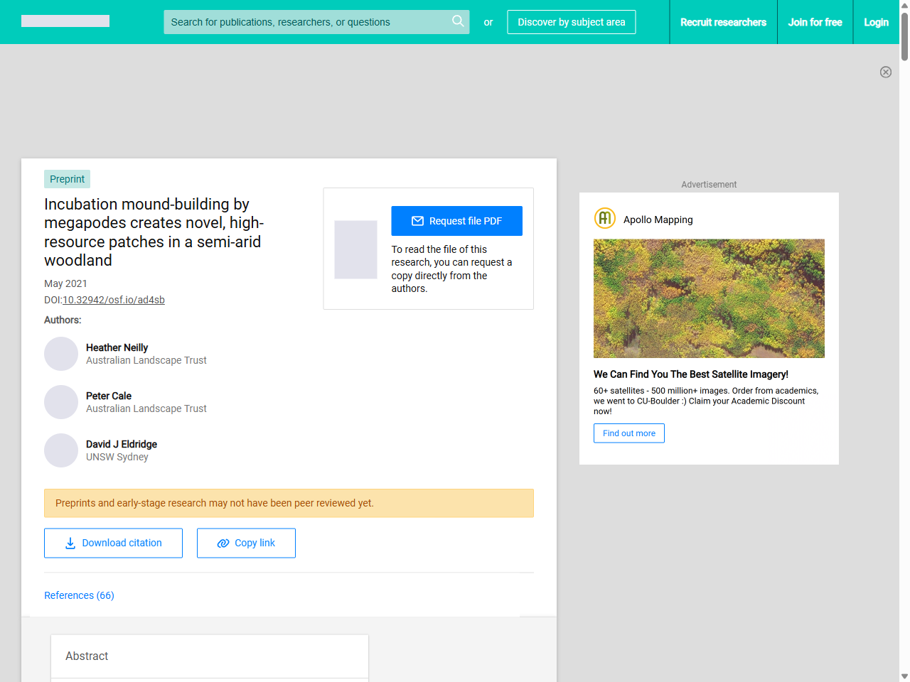 Preview of Incubation mound-building by megapodes creates novel, high-resource patches in a semi-arid woodland | Request PDF - ResearchGate, accessed July 15, 2025,