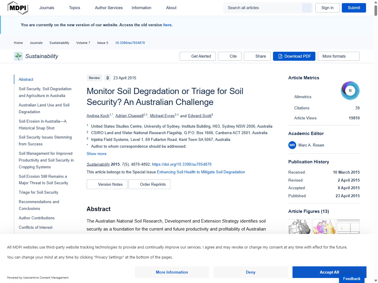 Preview of Monitor Soil Degradation or Triage for Soil Security? An Australian Challenge - MDPI, accessed July 19, 2025, 