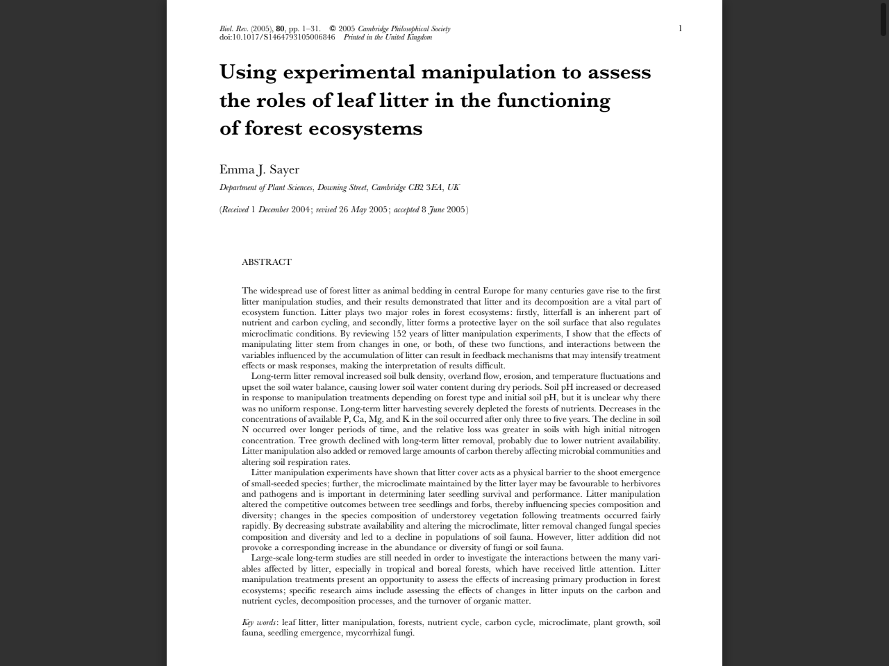 Preview of The Effect of Leaf Litter Cover on Surface Runoff and Soil Erosion in Northern China - PMC