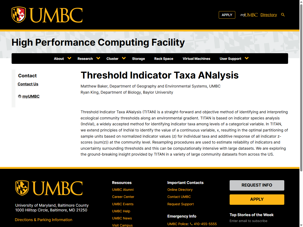 Preview of Threshold Indicator Taxa ANalysis - High Performance Computing Facility - UMBC