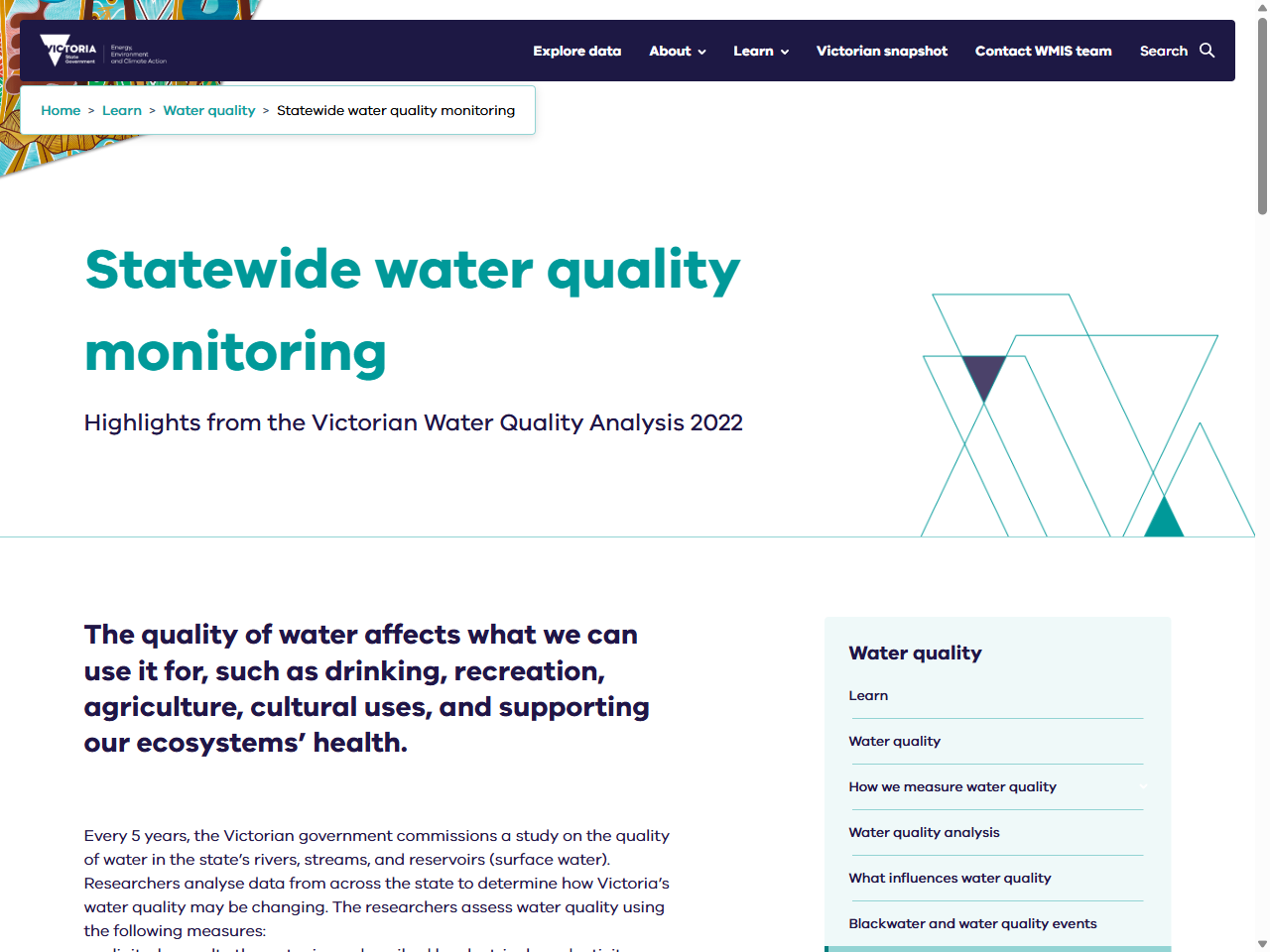 Preview of Statewide water quality monitoring | WMIS Site, accessed August 10, 2025