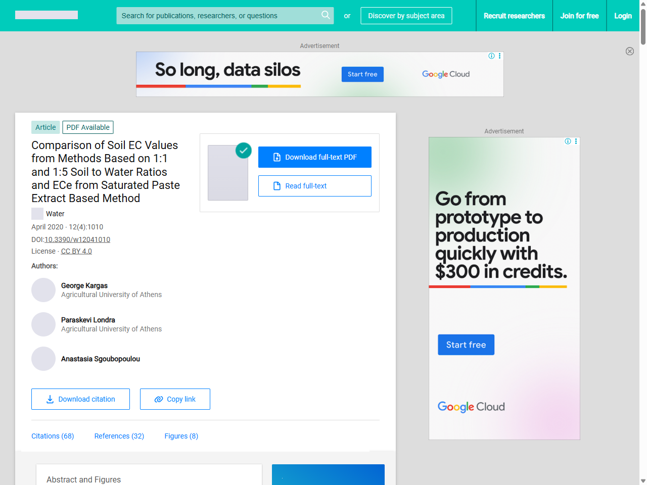 Preview of (PDF) Comparison of Soil EC Values from Methods Based on 1:1 and 1:5 Soil to Water Ratios and ECe from Saturated Paste Extract Based Method - ResearchGate, accessed July 18, 2025