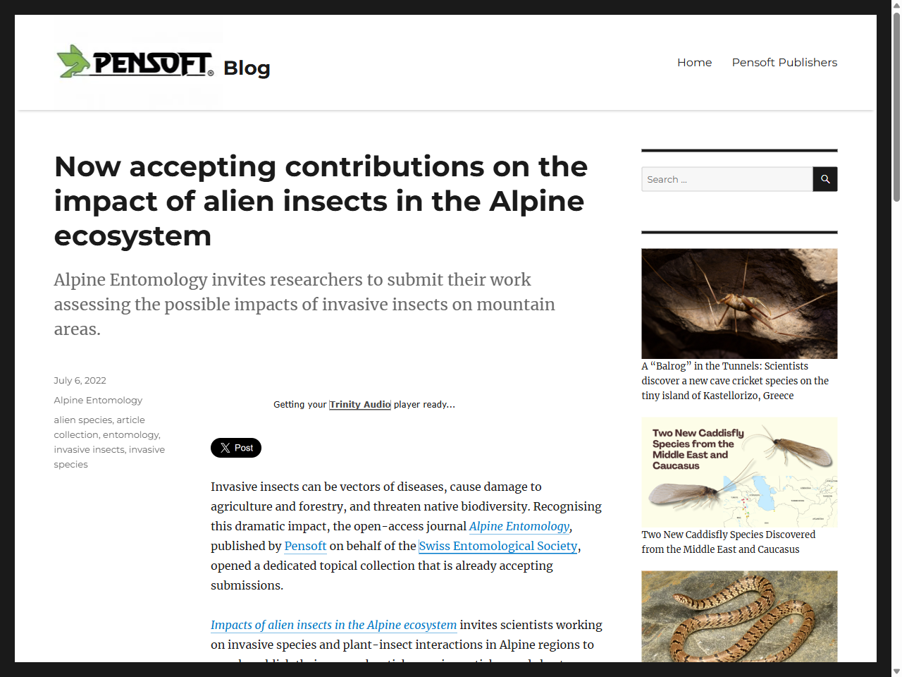 Preview of Now accepting contributions on the impact of alien insects in the Alpine ecosystem | Blog