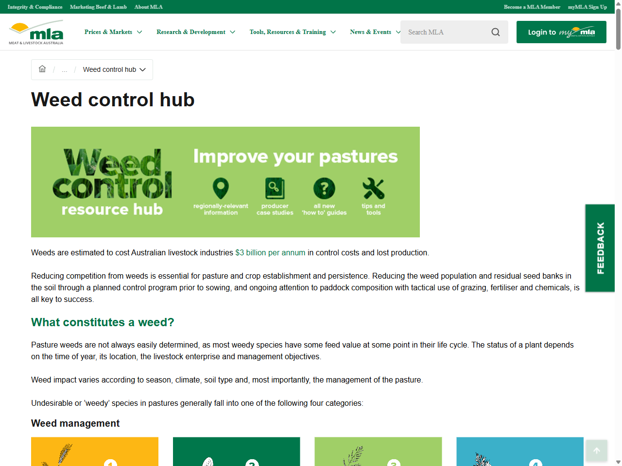 Preview of Weed control hub | Meat & Livestock Australia - MLA, accessed July 7, 2025