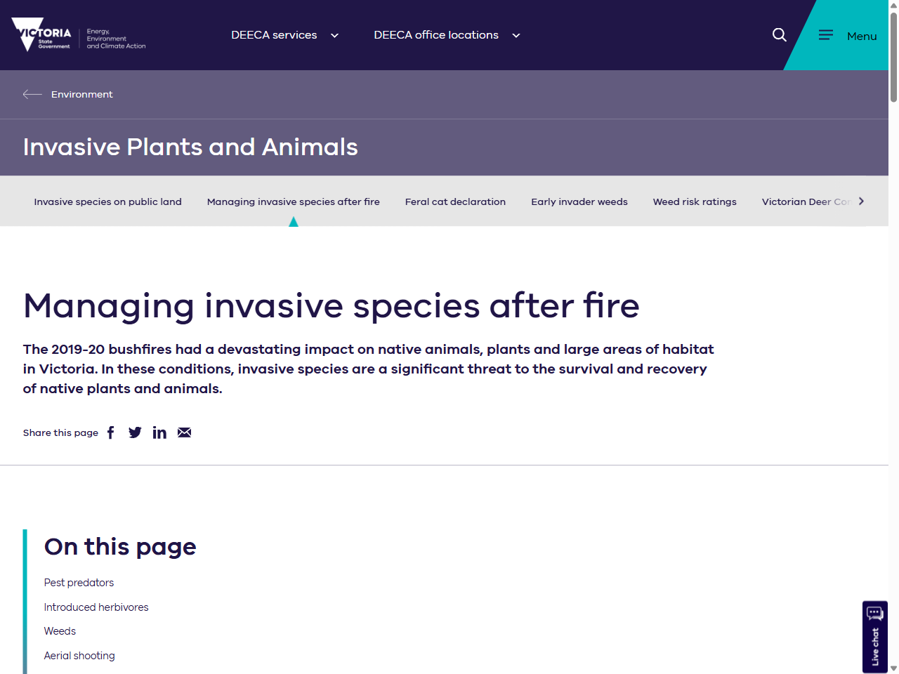 Preview of Managing invasive species after fire - Environment