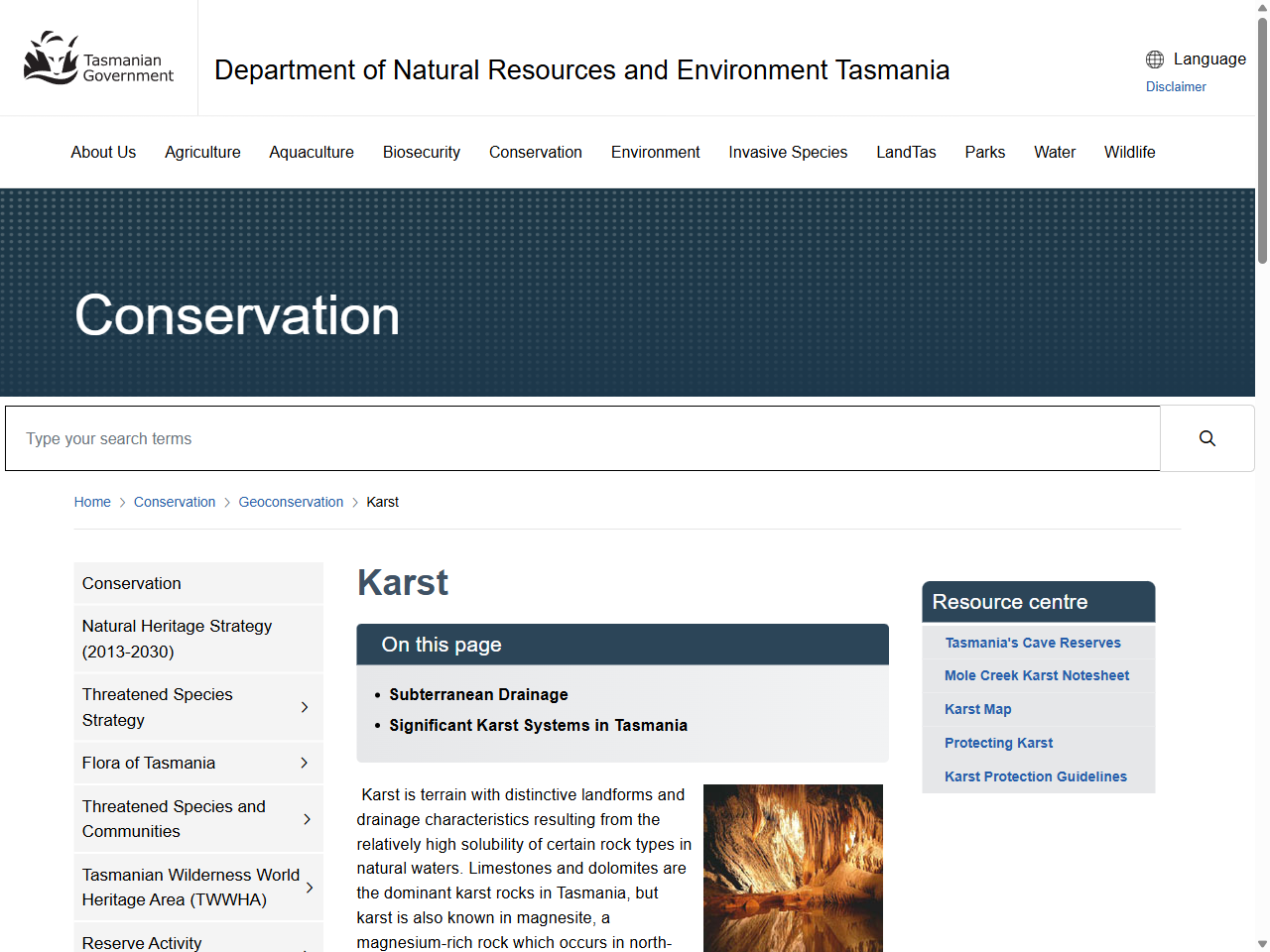 Preview of Karst - Department of Natural Resources and Environment Tasmania, accessed July 26, 2025,