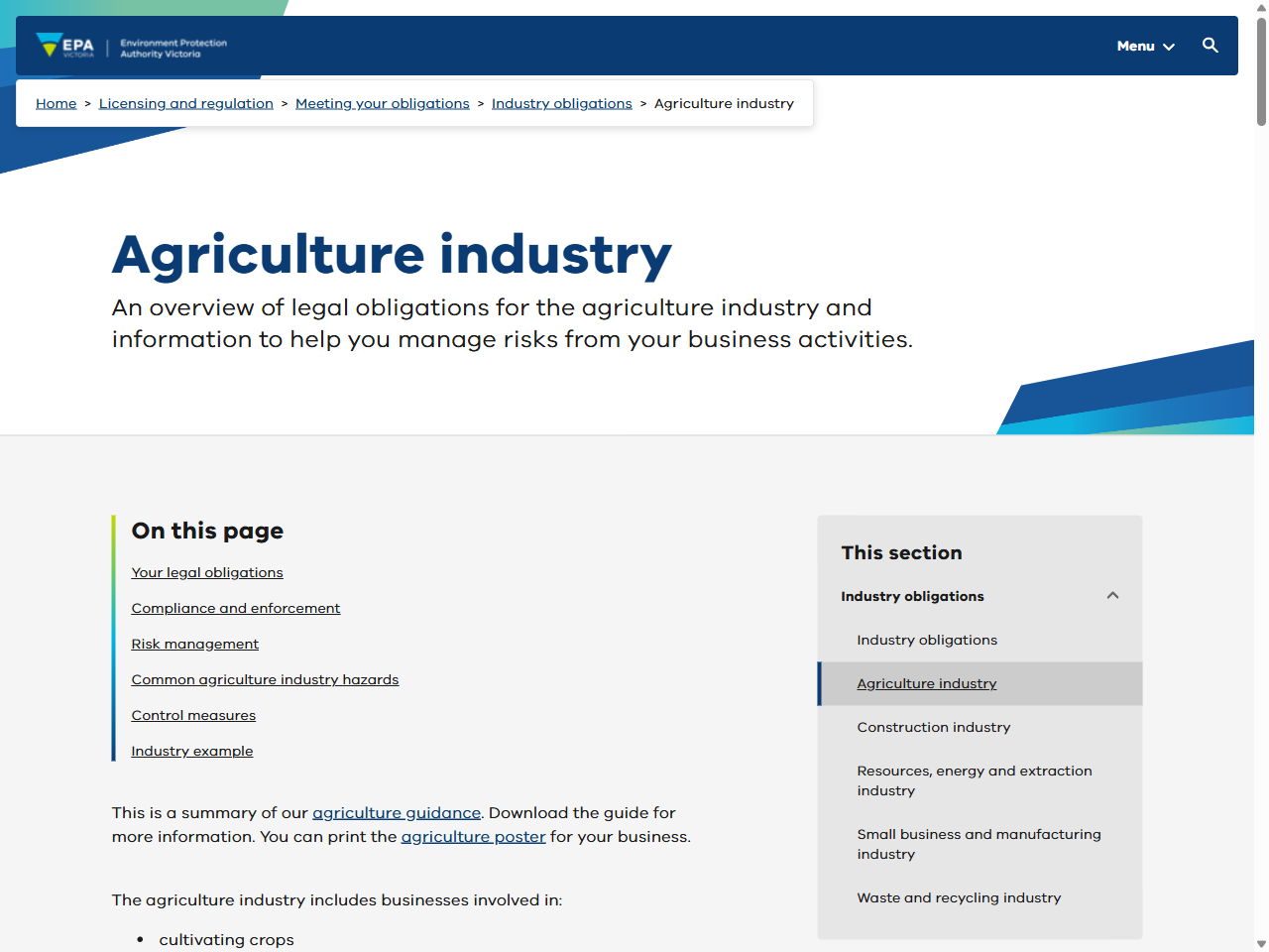 Preview of Agriculture Victoria guidelines