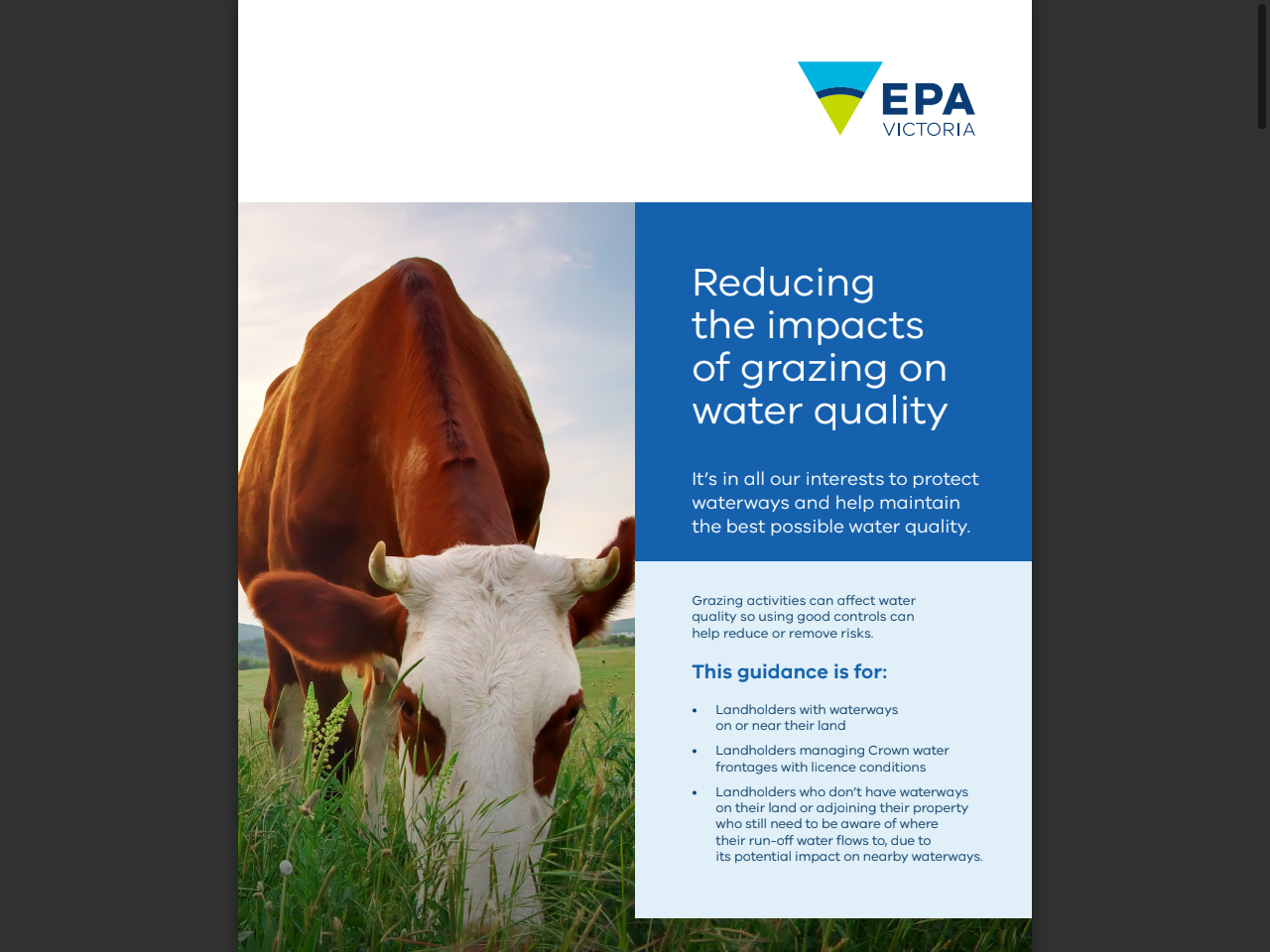 Preview of Reducing the impacts of grazing on water quality - EPA Victoria, accessed August 8, 2025
