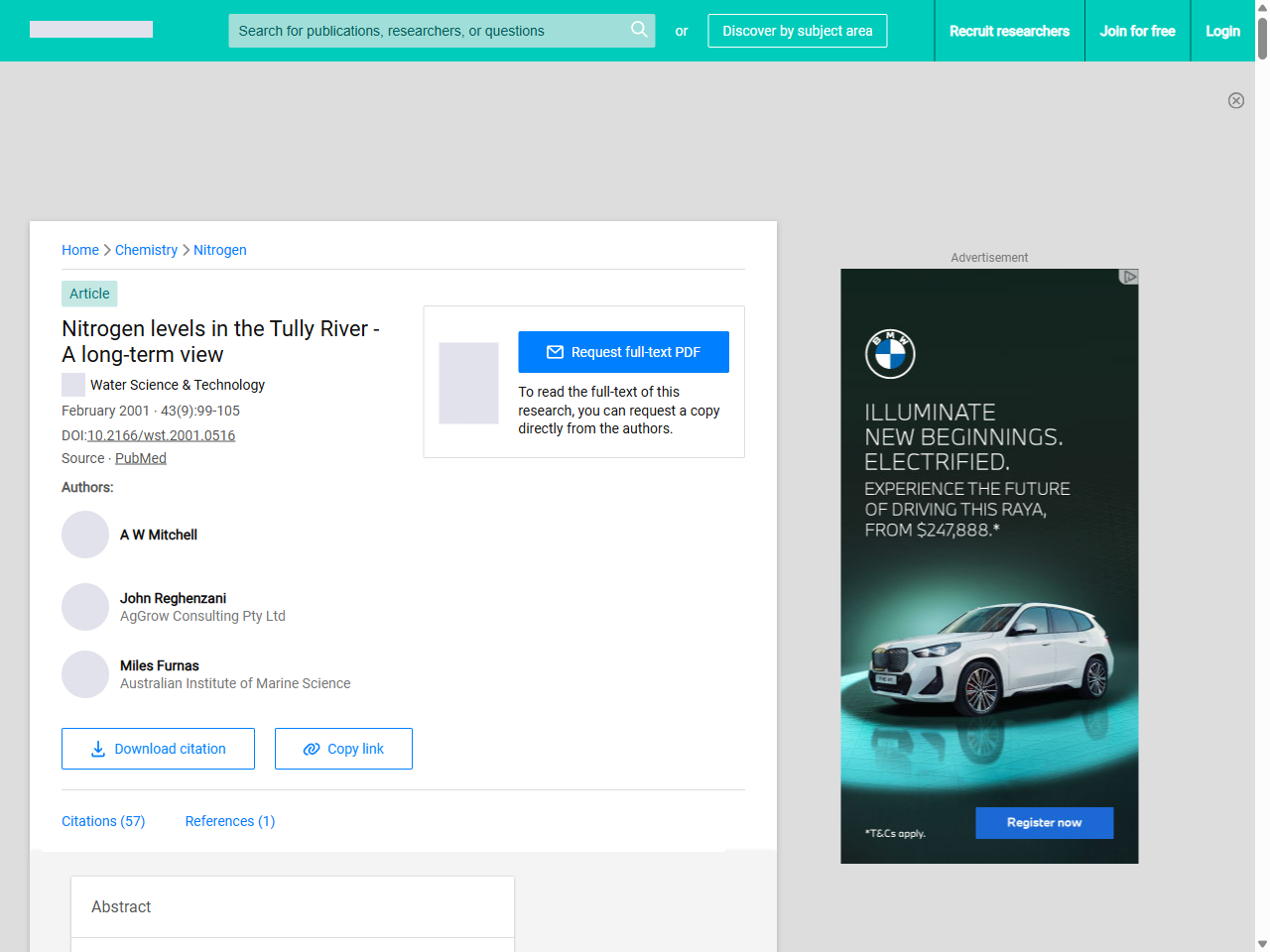 Preview of Nitrogen levels in the Tully River - A long-term view | Request PDF - ResearchGate, accessed July 20, 2025, 