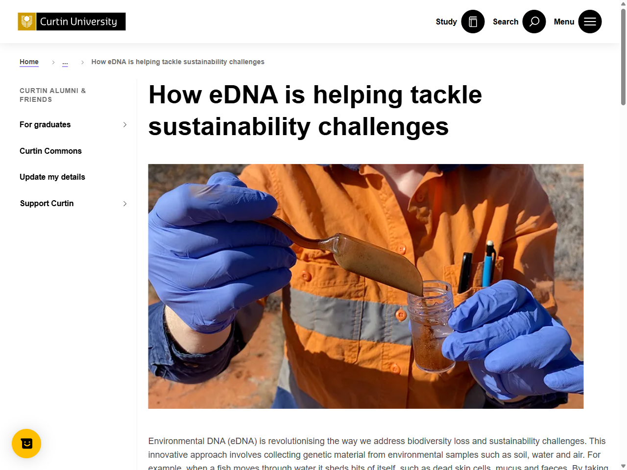 Preview of How eDNA is helping tackle sustainability challenges - Curtin University