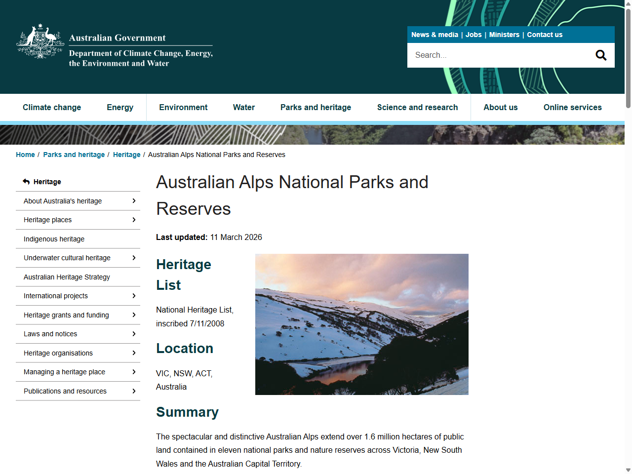 Preview of Australian Alps - DCCEEW, accessed on May 31, 2025