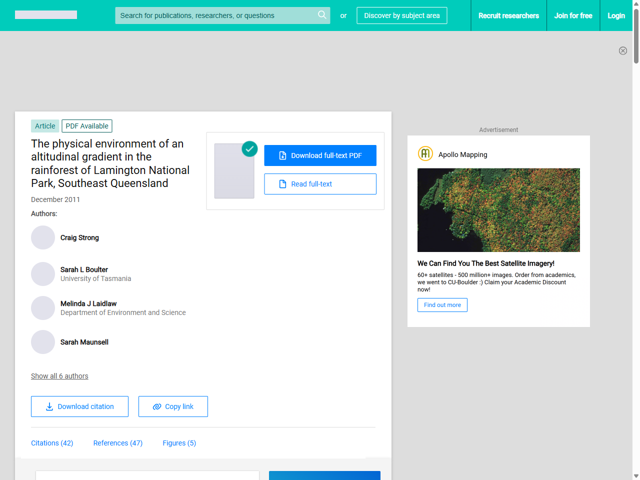 Preview of The physical environment of an altitudinal gradient in the rainforest of Lamington National Park, Southeast Queensland - ResearchGate, accessed July 22, 2025