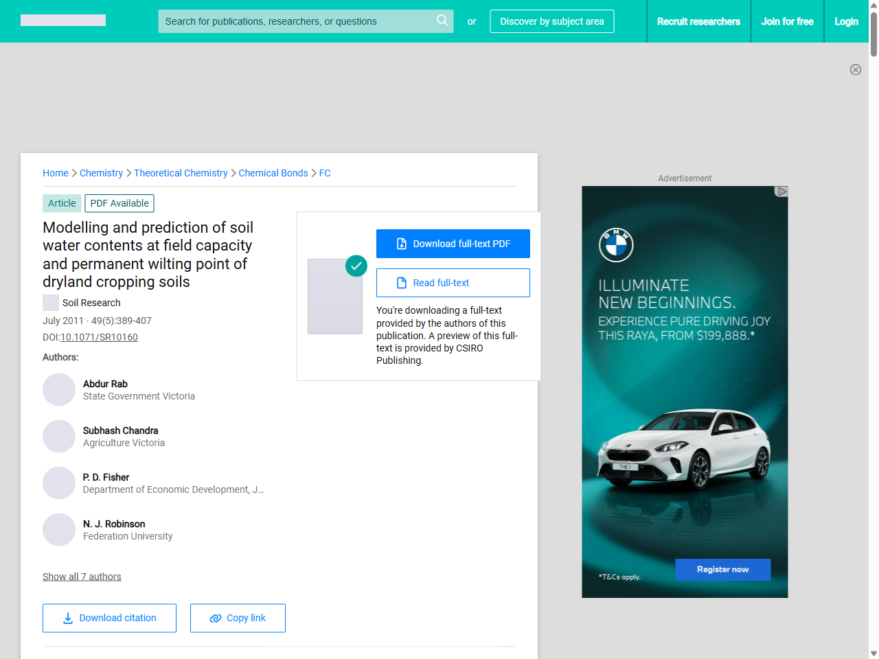 Preview of Modelling and prediction of soil water contents at field capacity and permanent wilting point of dryland cropping soils - ResearchGate, accessed July 19, 2025, 