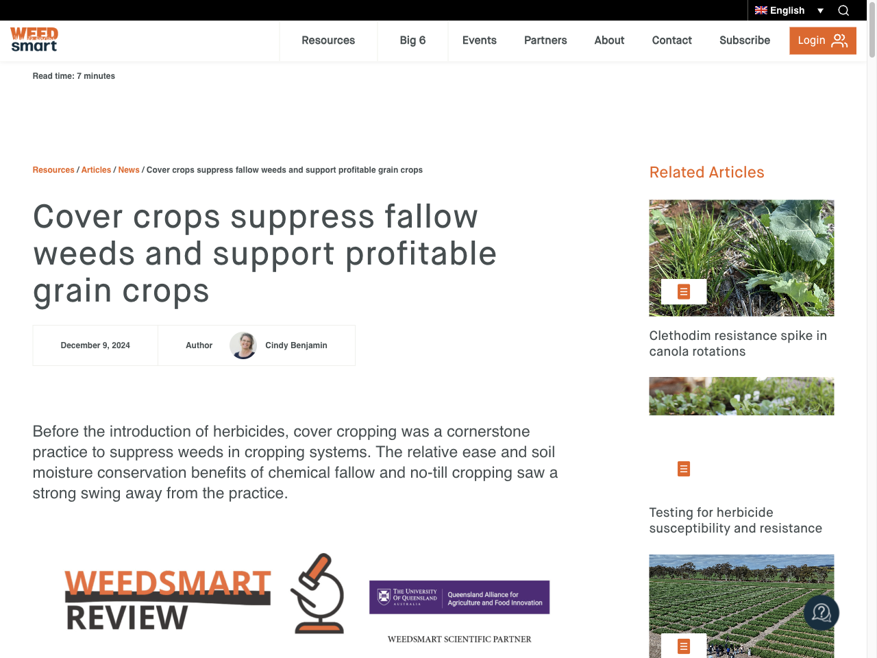 Preview of Cover crops suppress fallow weeds and support profitable grain crops - WeedSmart, accessed May 11, 2025