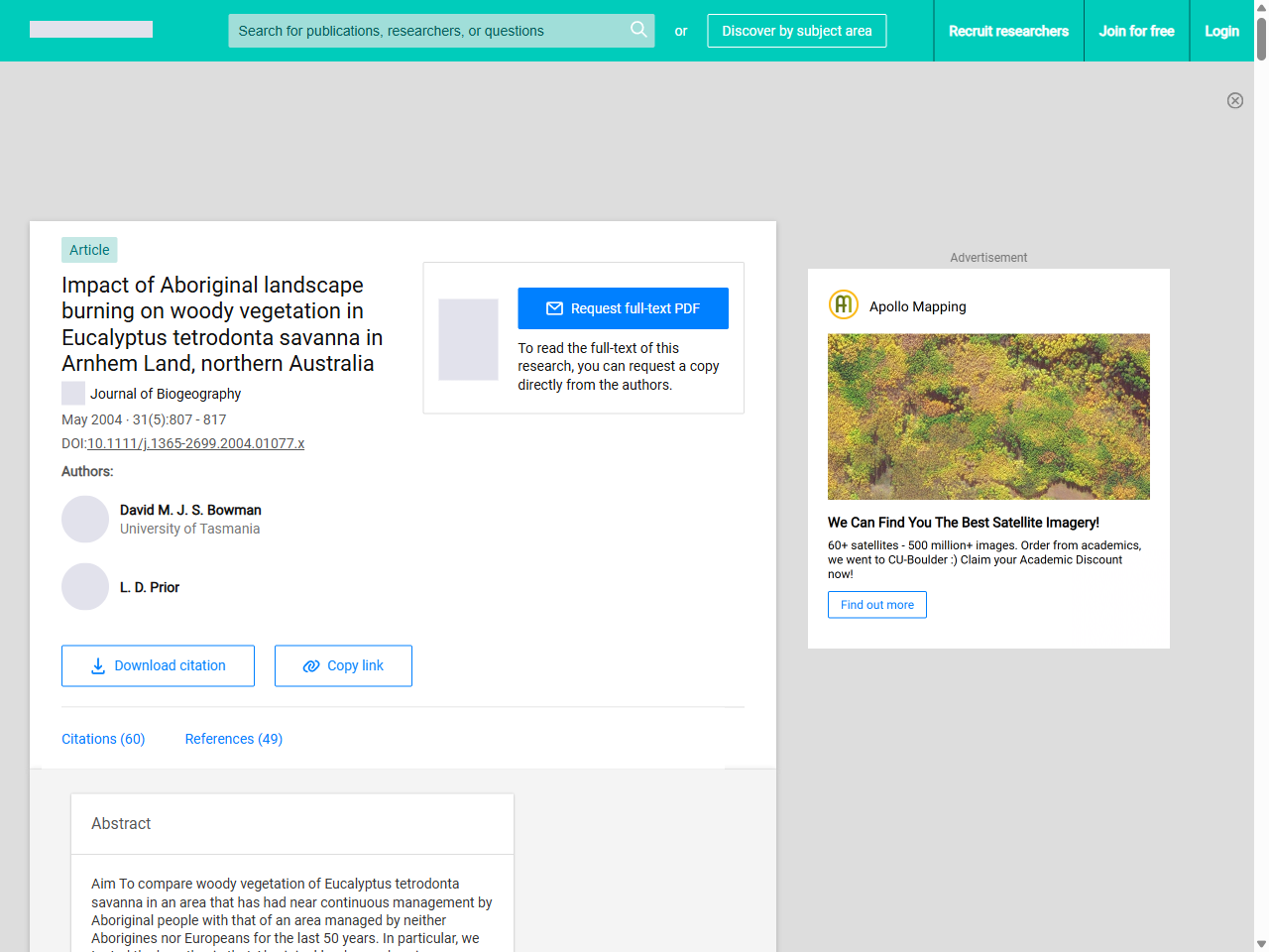 Preview of Impact of Aboriginal landscape burning on woody vegetation in ..., accessed May 17, 2025,