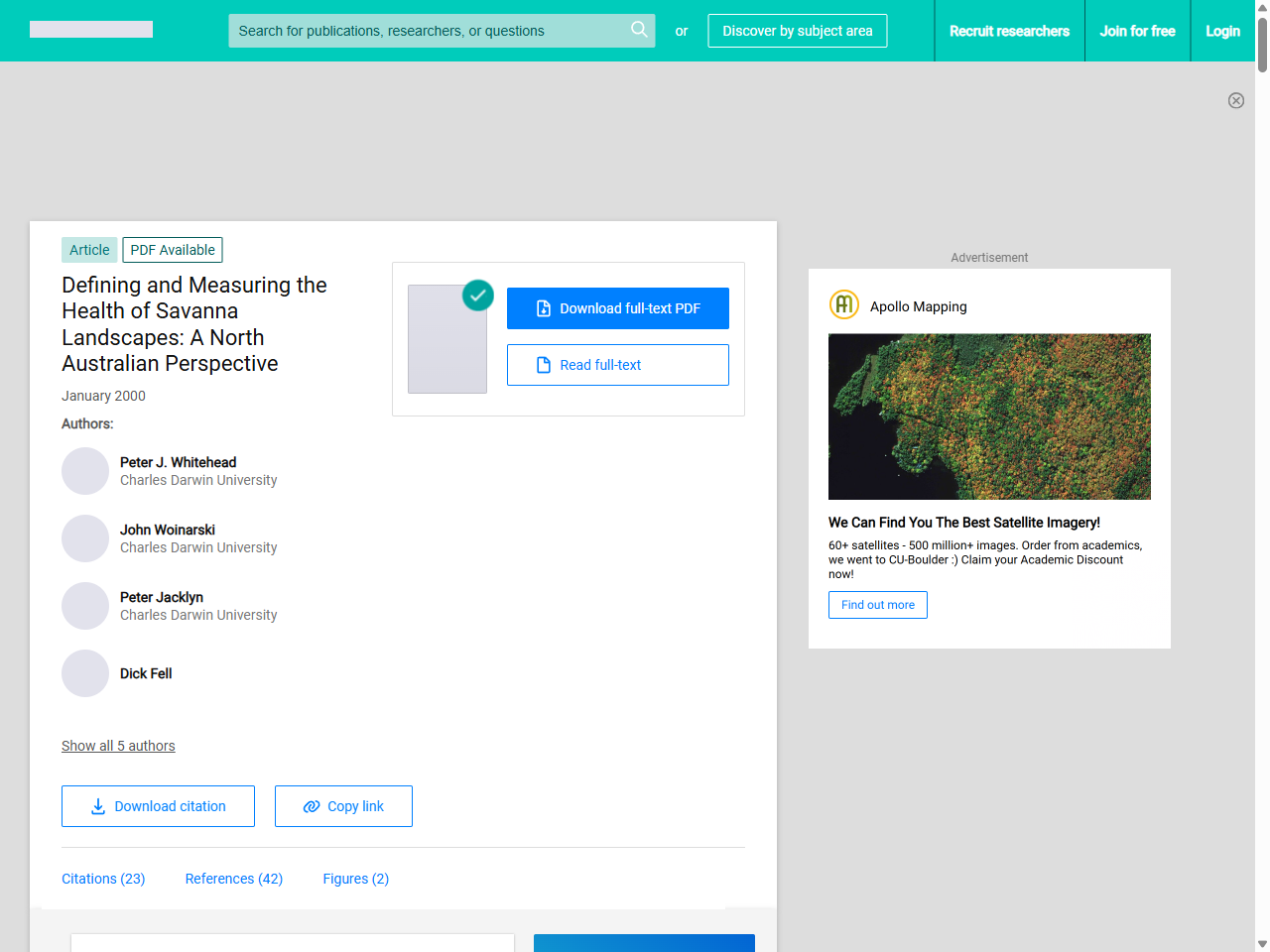 Preview of (PDF) Defining and Measuring the Health of Savanna Landscapes ..., accessed May 20, 2025,