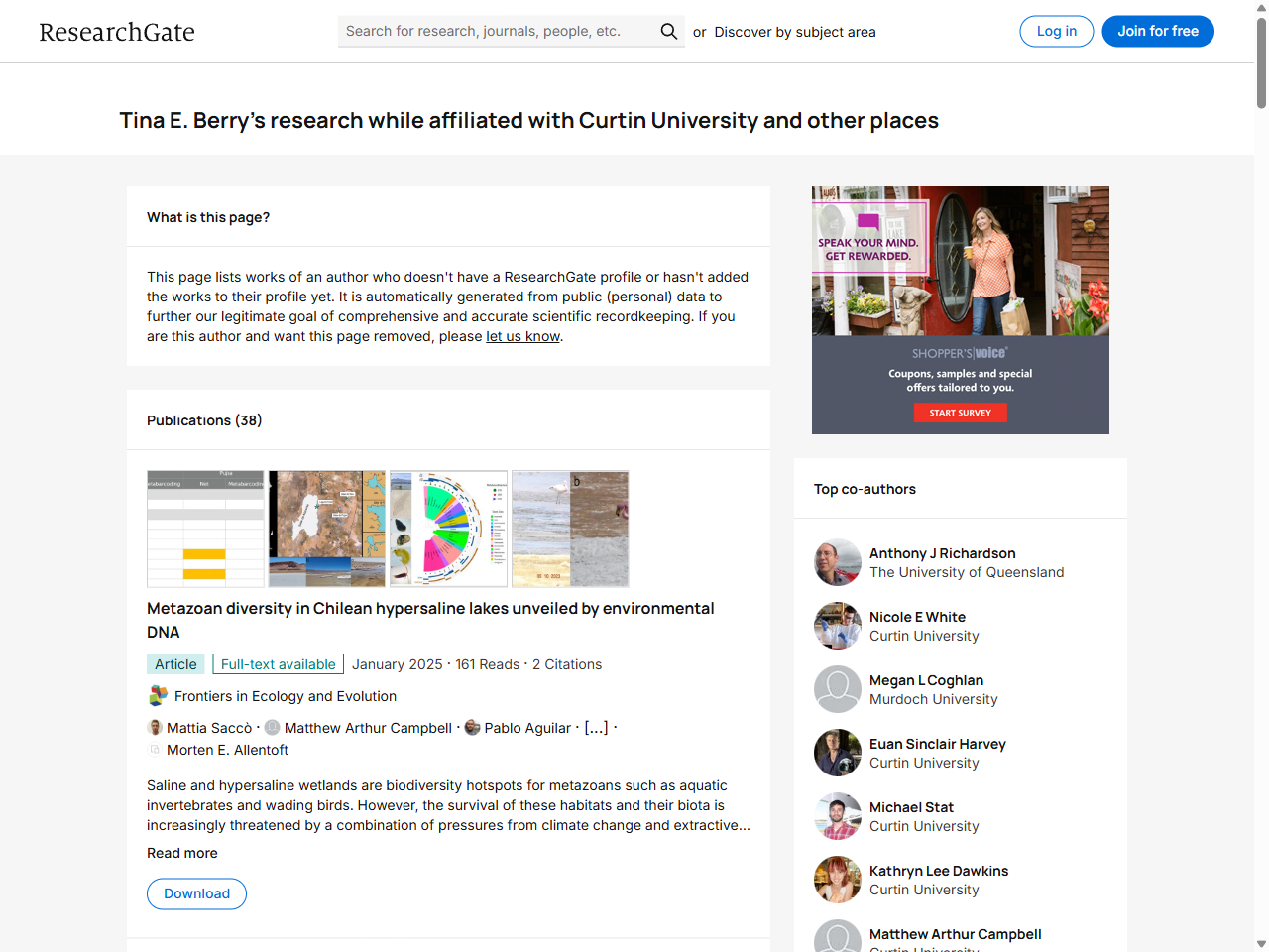 Preview of Tina E. Berry's research works | Curtin University and other places - ResearchGate