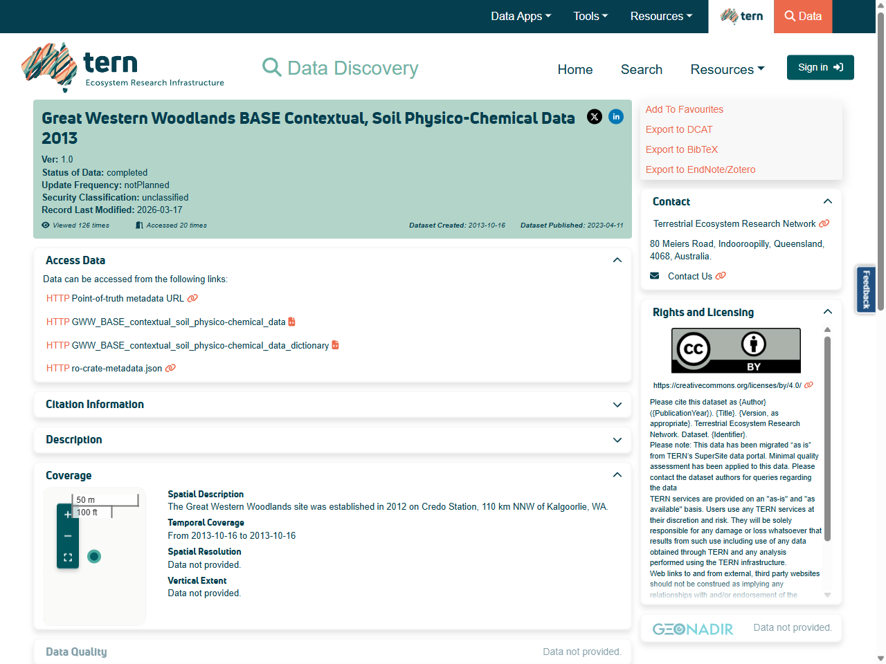 Preview of Great Western Woodlands BASE Contextual, Soil Physico-Chemical Data 2013