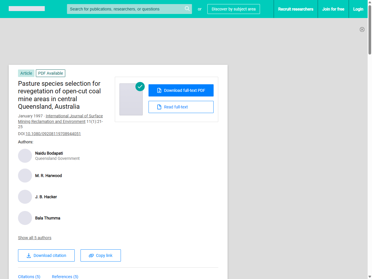 Preview of Pasture species selection for revegetation of open-cut coal mine areas in central Queensland, Australia - ResearchGate