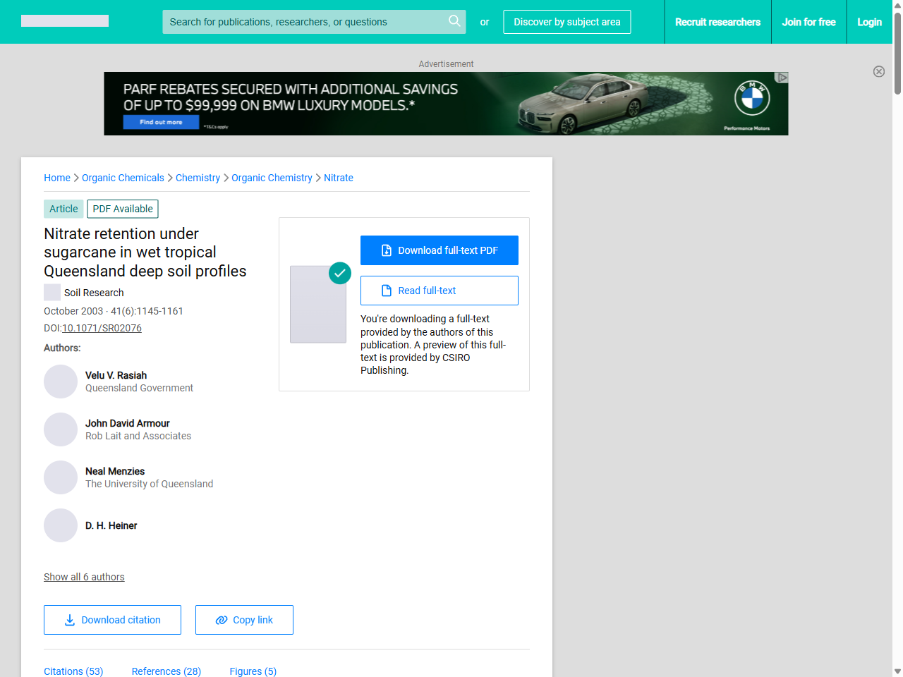 Preview of (PDF) Nitrate retention under sugarcane in wet tropical Queensland ..., accessed July 18, 2025