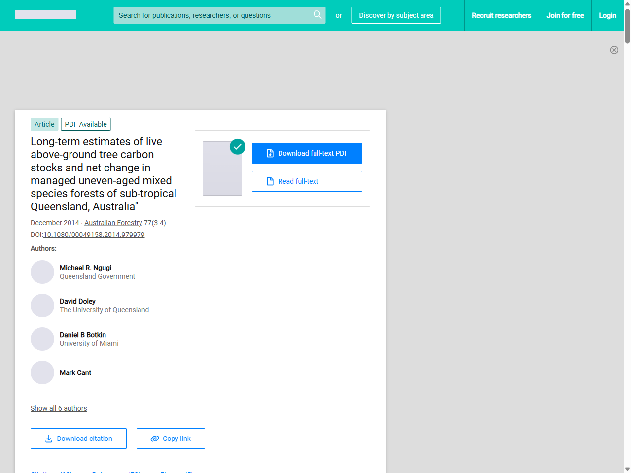 Preview of (PDF) Long-term estimates of live above-ground tree carbon stocks and net change in managed uneven-aged mixed species forests of sub-tropical Queensland, Australia" - ResearchGate, accessed May 15, 2025,