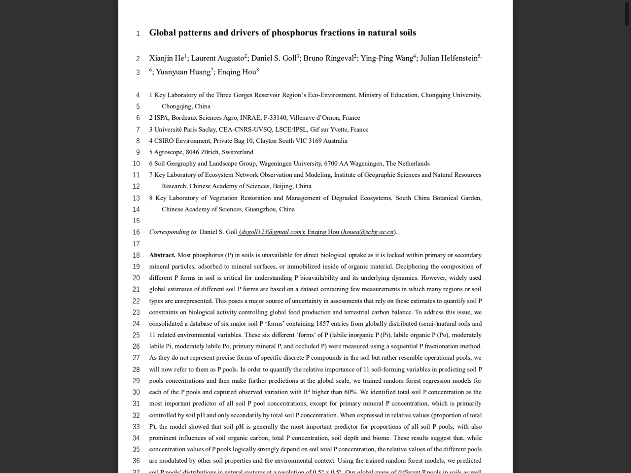 Preview of Soil phosphorus transformations along a 500,000-year coastal dune chronosequence under subtropical rainforest in Australia