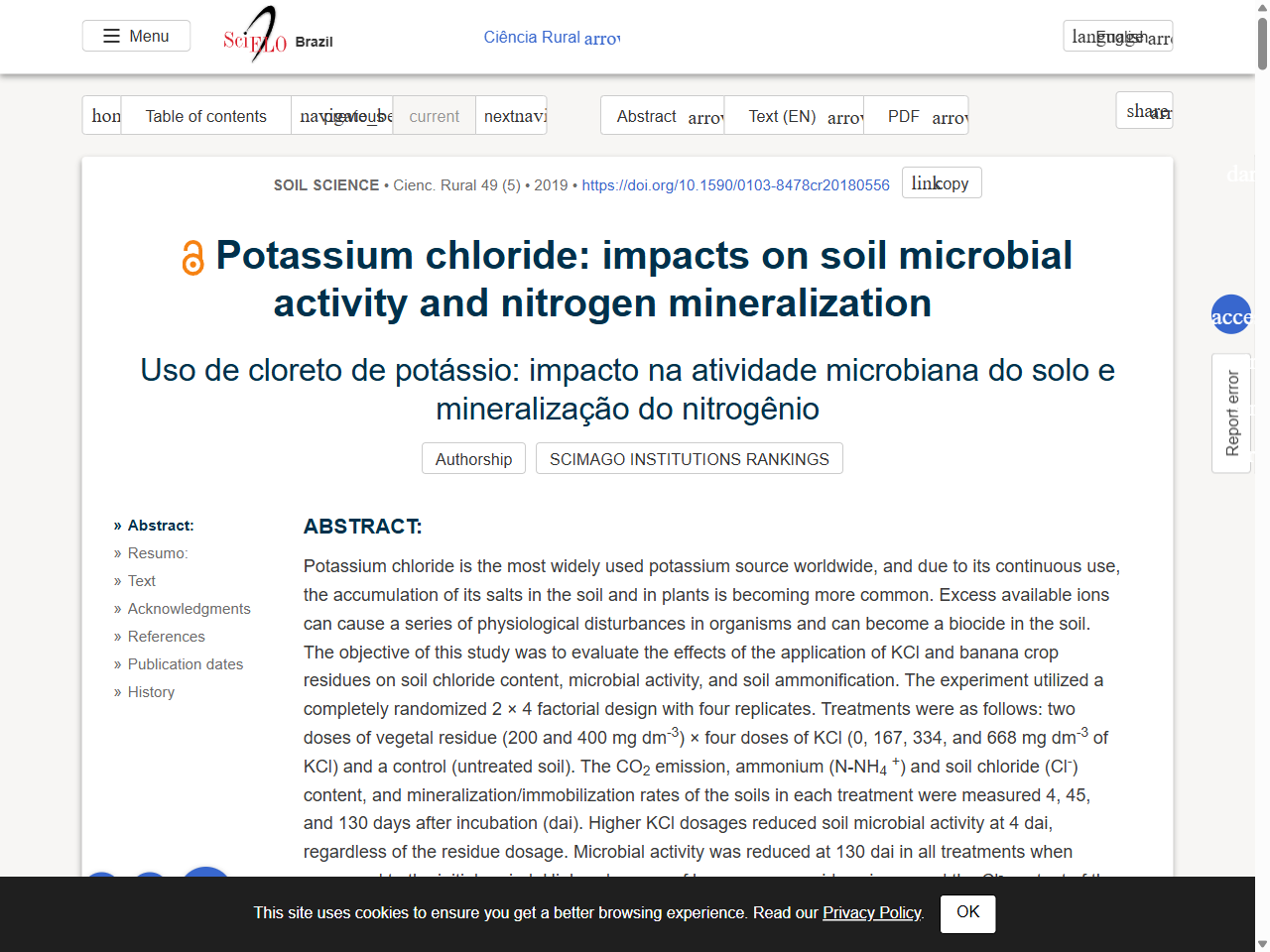 Preview of SciELO Brasil - Potassium chloride: impacts on soil microbial activity ...