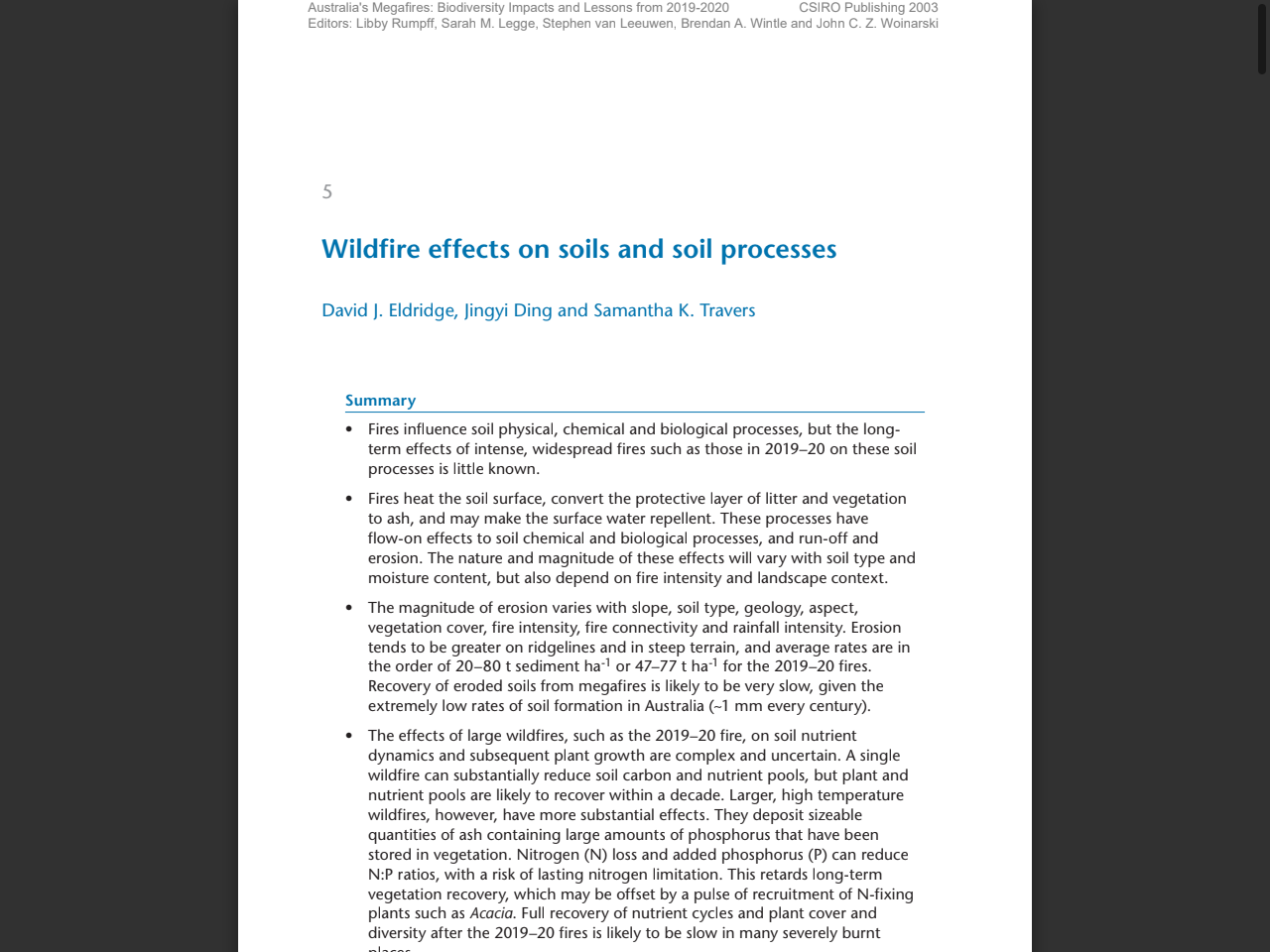 Preview of Wildfire effects on soils and soil processes - CSIRO Publishing, accessed March 28, 2026,