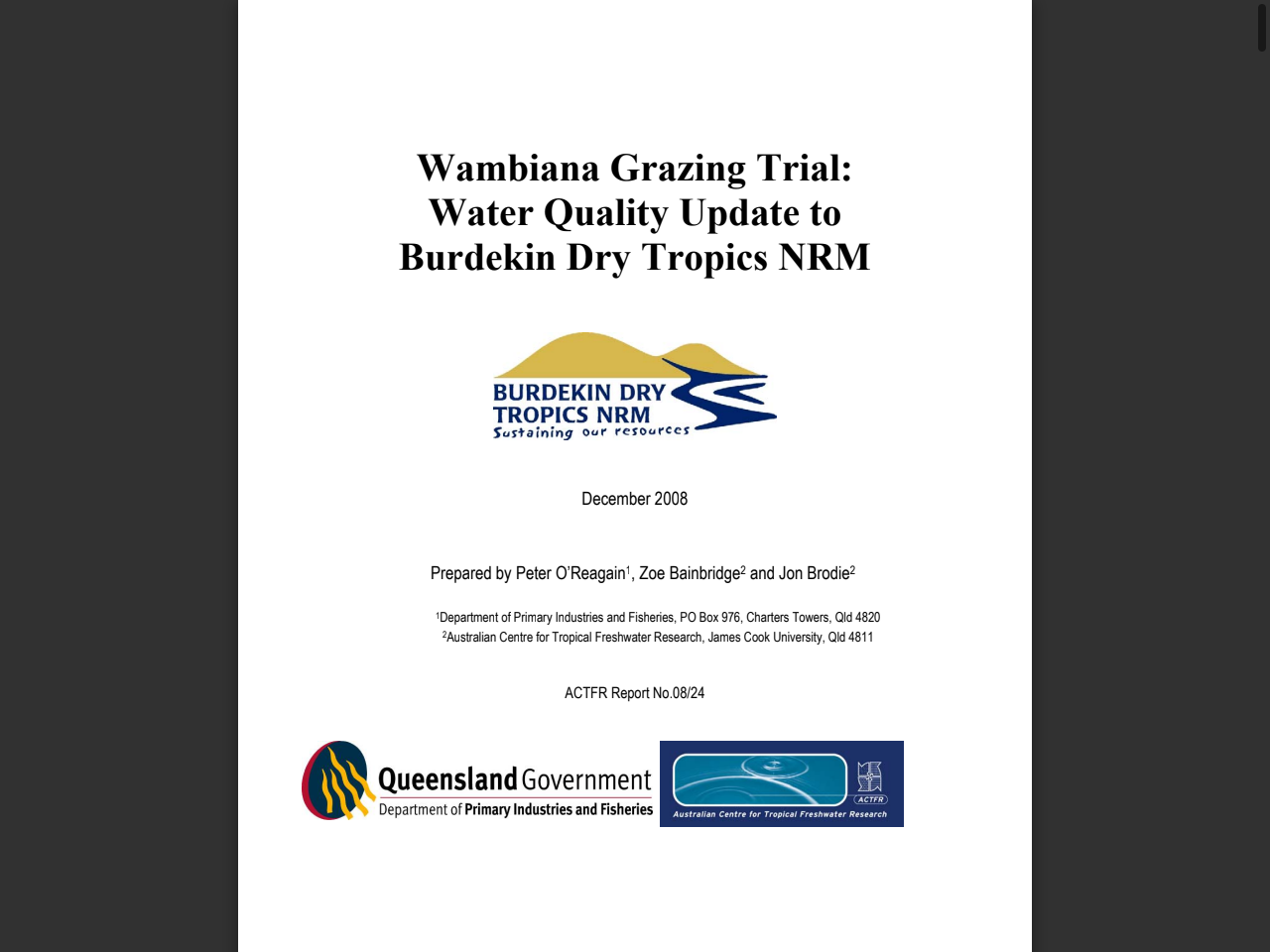 Preview of Wambiana Grazing Trial: Water Quality Update to Burdekin Dry Tropics NRM - ResearchOnline@JCU, accessed July 25, 2025
