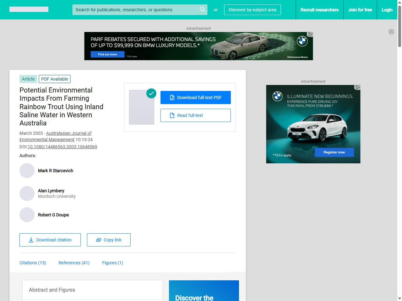 Preview of Potential Environmental Impacts From Farming Rainbow Trout Using Inland Saline Water in Western Australia - ResearchGate, accessed July 20, 2025,