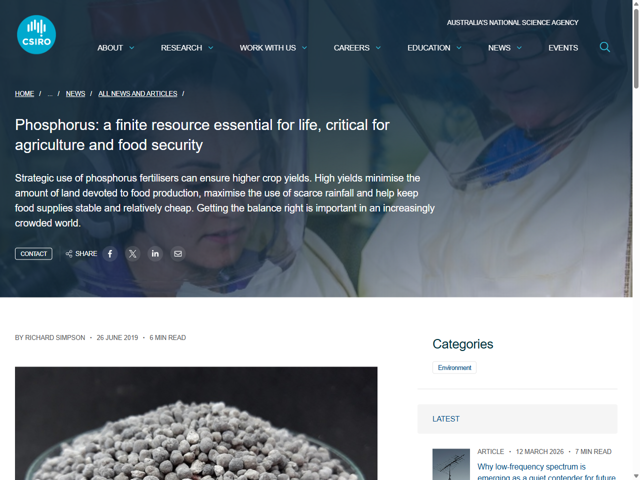 Preview of Phosphorus: a finite resource essential for life, critical for agriculture and food security - CSIRO, accessed August 11, 2025