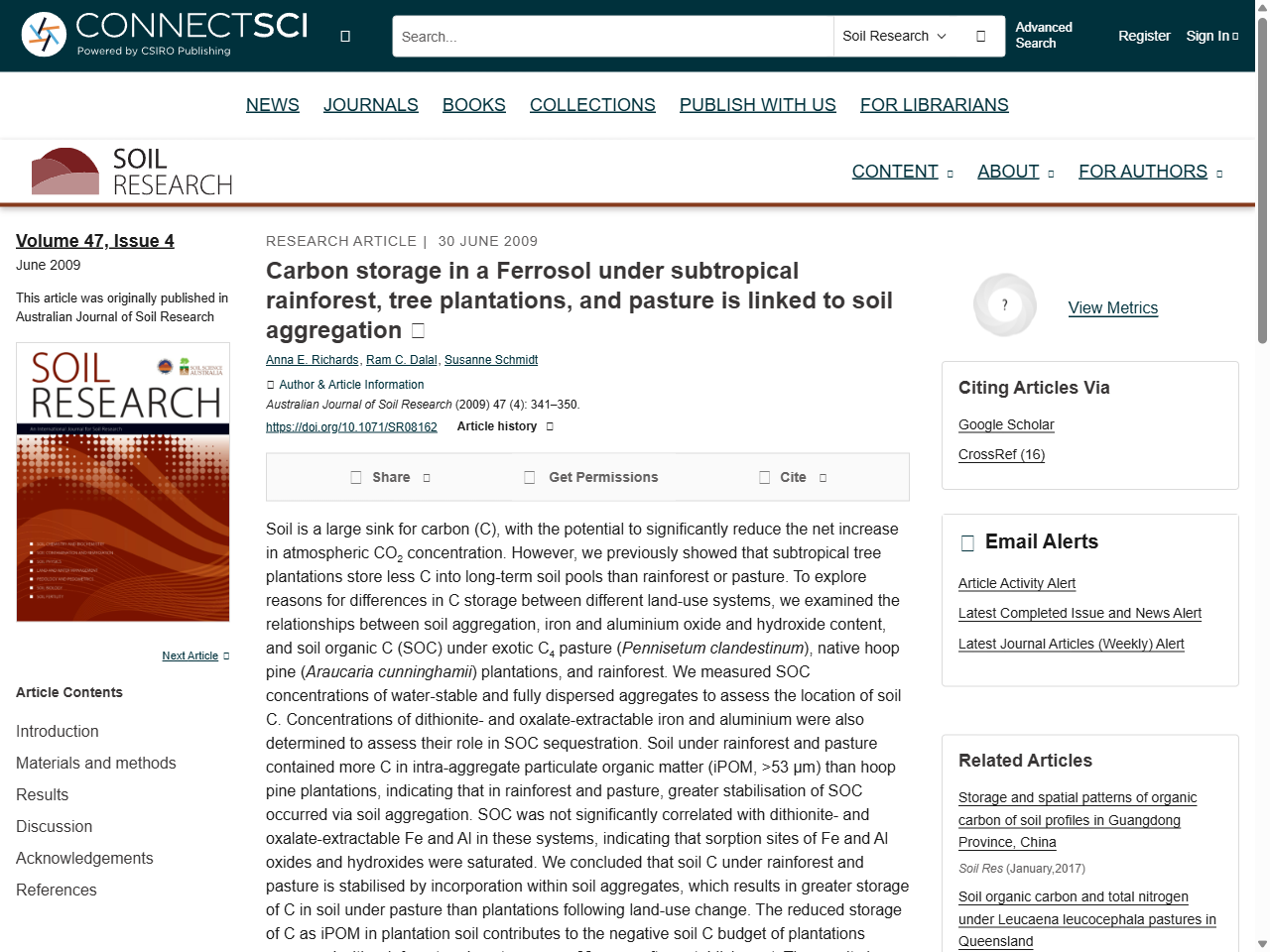 Preview of Carbon storage in a Ferrosol under subtropical rainforest, tree plantations, and pasture is linked to soil aggregation - CSIRO Publishing, accessed July 19, 2025