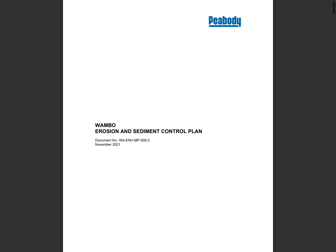 Preview of WAMBO EROSION AND SEDIMENT CONTROL PLAN - Peabody Energy, accessed July 13, 2025,