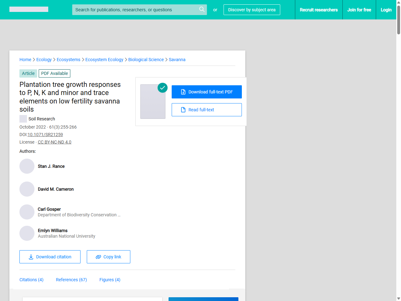 Preview of Plantation tree growth responses to P, N, K and minor and trace elements on low fertility savanna soils - ResearchGate, accessed May 16, 2025,