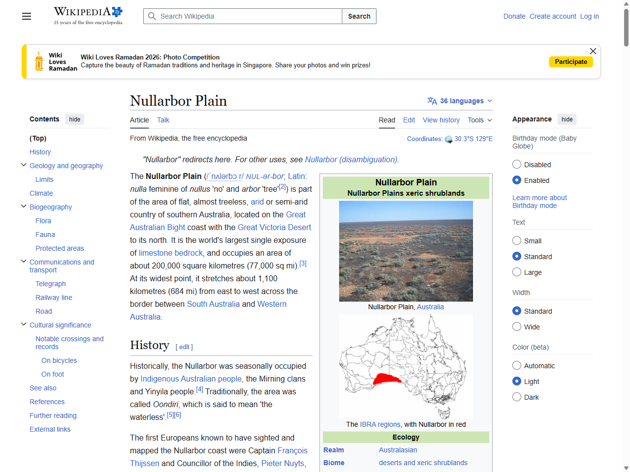 Preview of Nullarbor Plain - Wikipedia, accessed July 25, 2025,