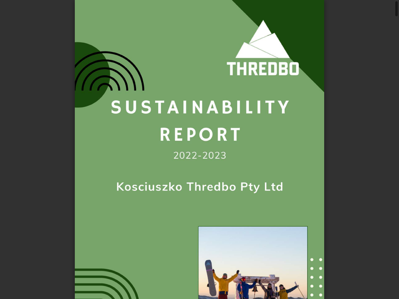 Preview of Sustainability Report 2023 - Thredbo, accessed August 17, 2025