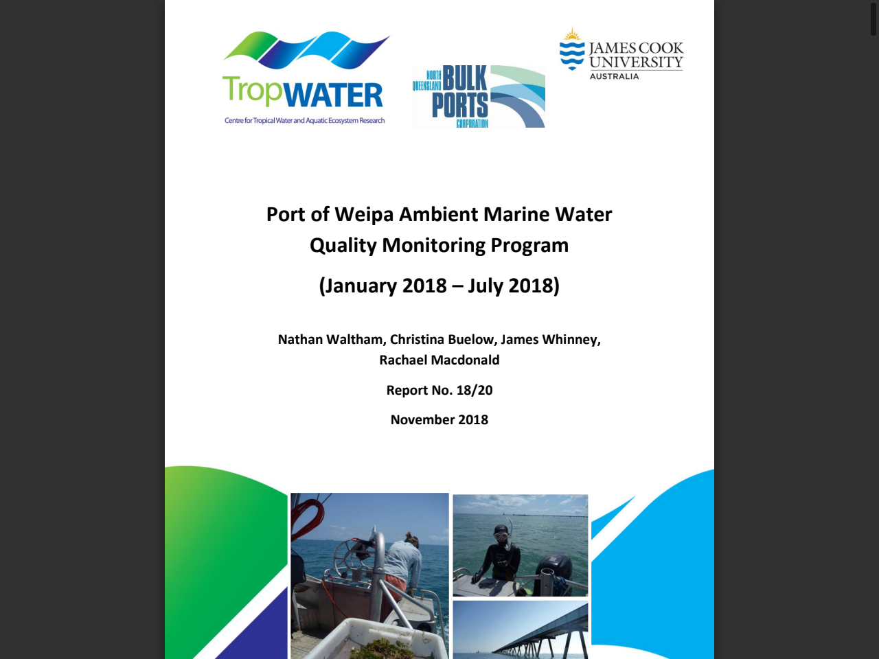 Preview of Port of Weipa Ambient Marine Water Quality Monitoring Program (January 2018, accessed August 1, 2025,