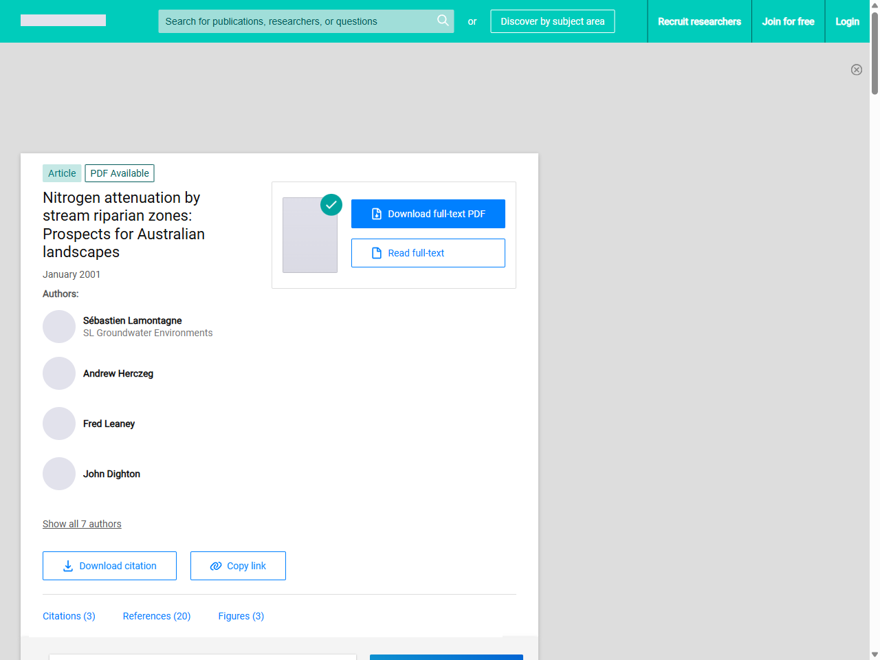 Preview of Nitrogen attenuation by stream riparian zones: Prospects for Australian landscapes, accessed August 8, 2025