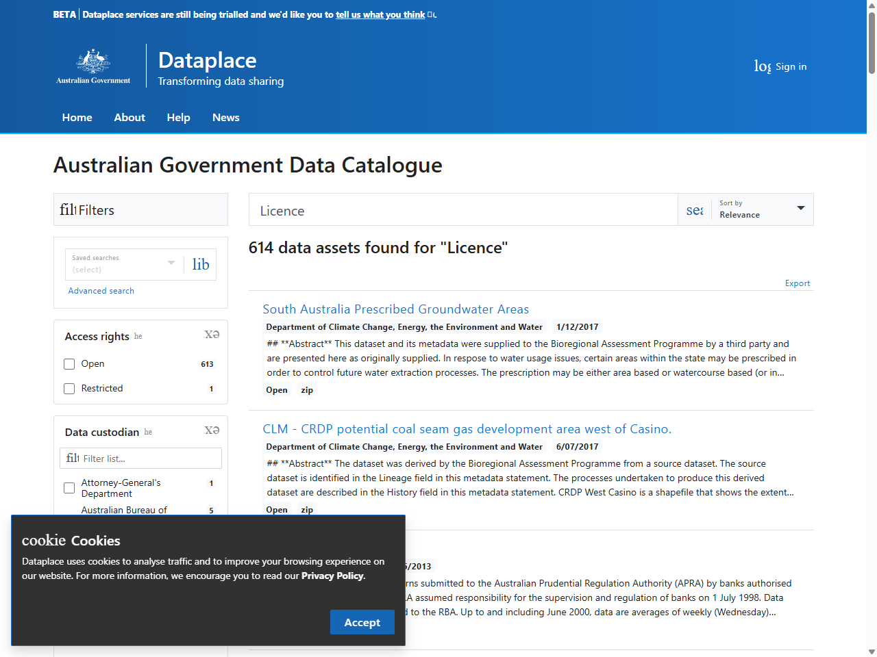 Preview of Search the catalogue - Dataplace