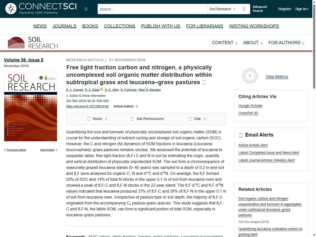 Preview of Total soil organic matter and its labile pools following mulga (Acacia aneura) clearing for pasture development and cropping. 2. Total and labile nitrogen - CSIRO PUBLISHING | Soil Research, accessed July 30, 2025, 