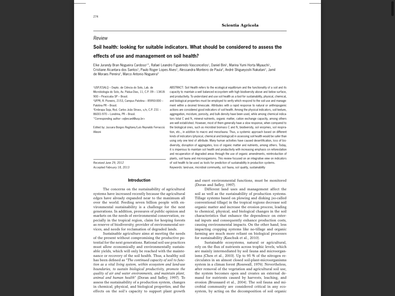 Preview of Soil health: looking for suitable indicators. What should be considered to assess the effects of use and management on soil heal - alice Embrapa, accessed July 28, 2025, 