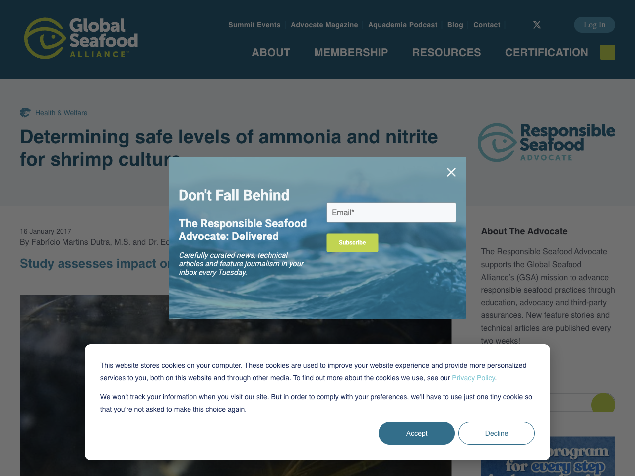 Preview of Determining safe levels of ammonia and nitrite for shrimp culture - Global Seafood Alliance, accessed August 1, 2025
